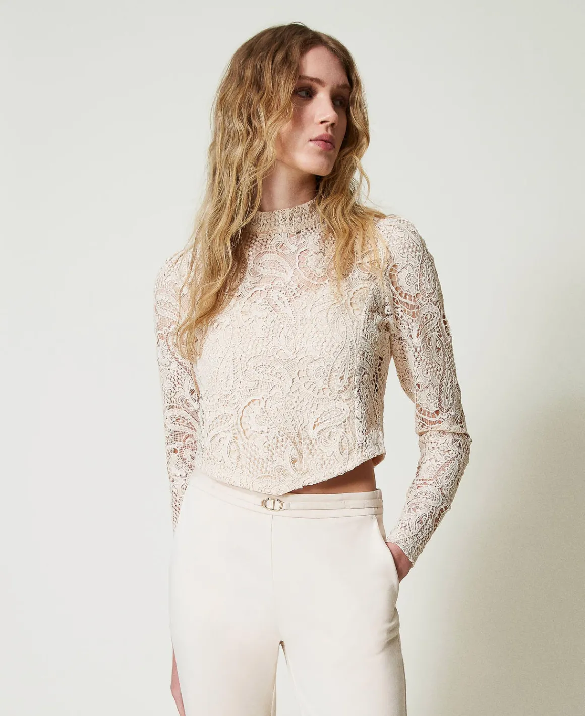 TWINSET Milano Blusa Cropped In Pizzo Macramè | Bluse E Camicie