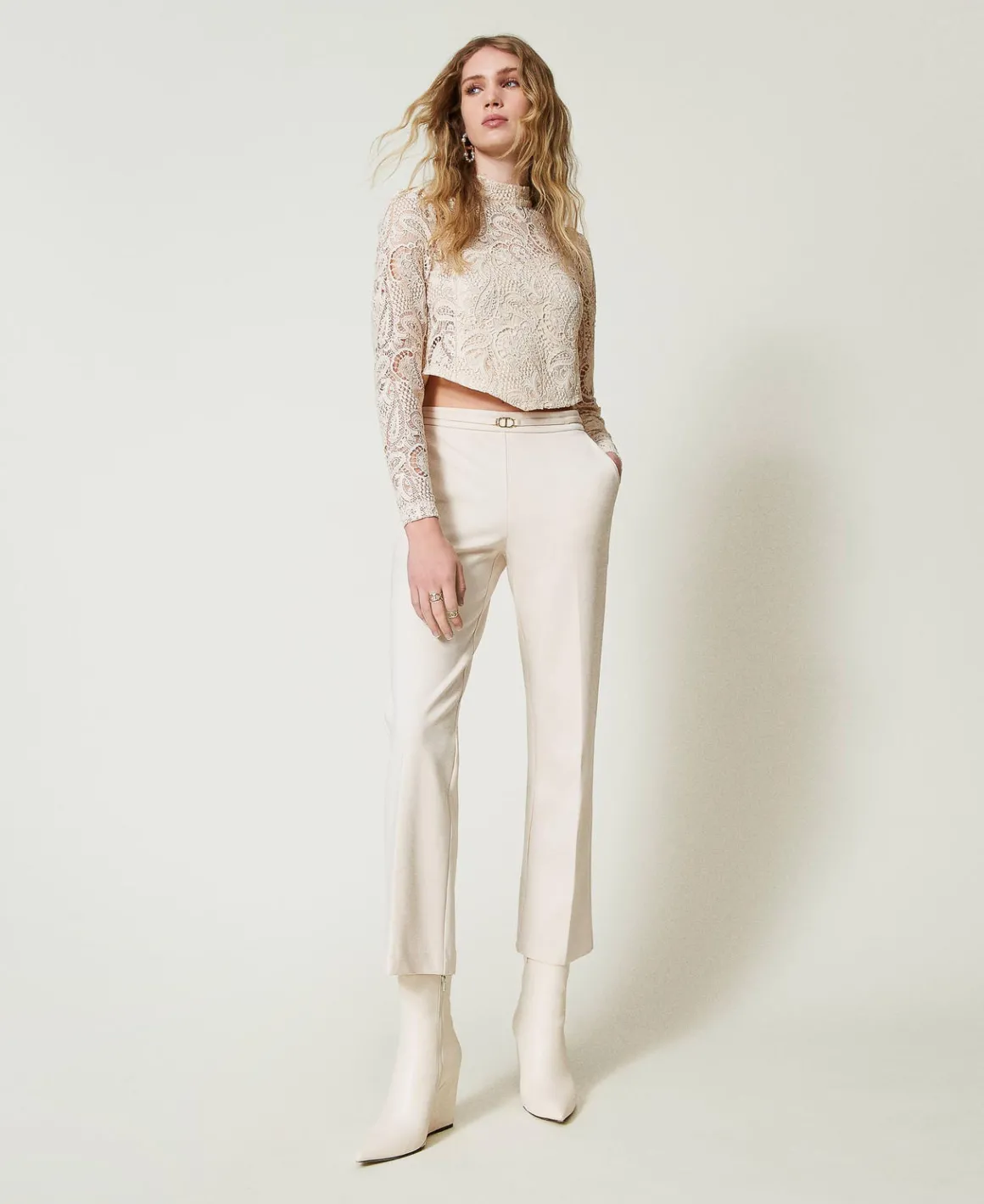 TWINSET Milano Blusa Cropped In Pizzo Macramè | Bluse E Camicie