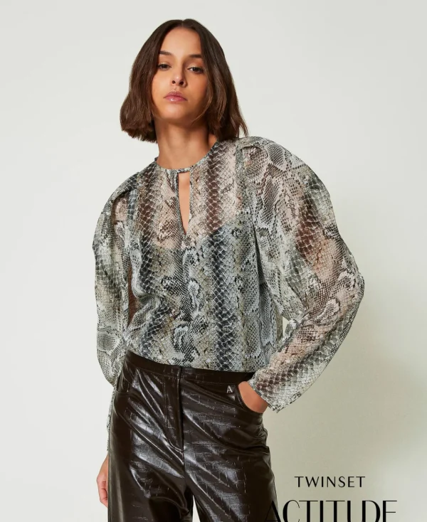 TWINSET Milano Blusa In Creponne Con Stampa Snake | Bluse E Camicie