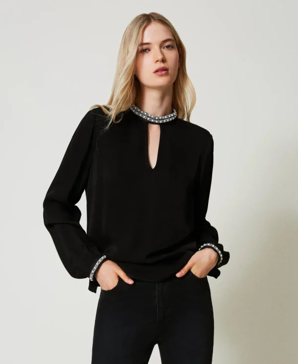 TWINSET Milano Blusa In Crêpe Con Ricami | Bluse E Camicie