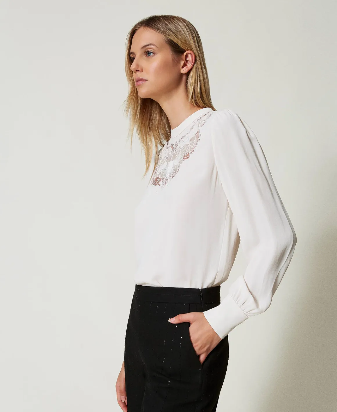 TWINSET Milano Blusa In Crêpe Con Ricamo Floreale | Bluse E Camicie