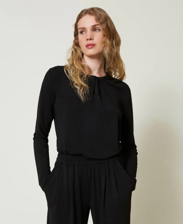 TWINSET Milano Blusa In Jersey Crêpe Con Drappeggio | Bluse E Camicie