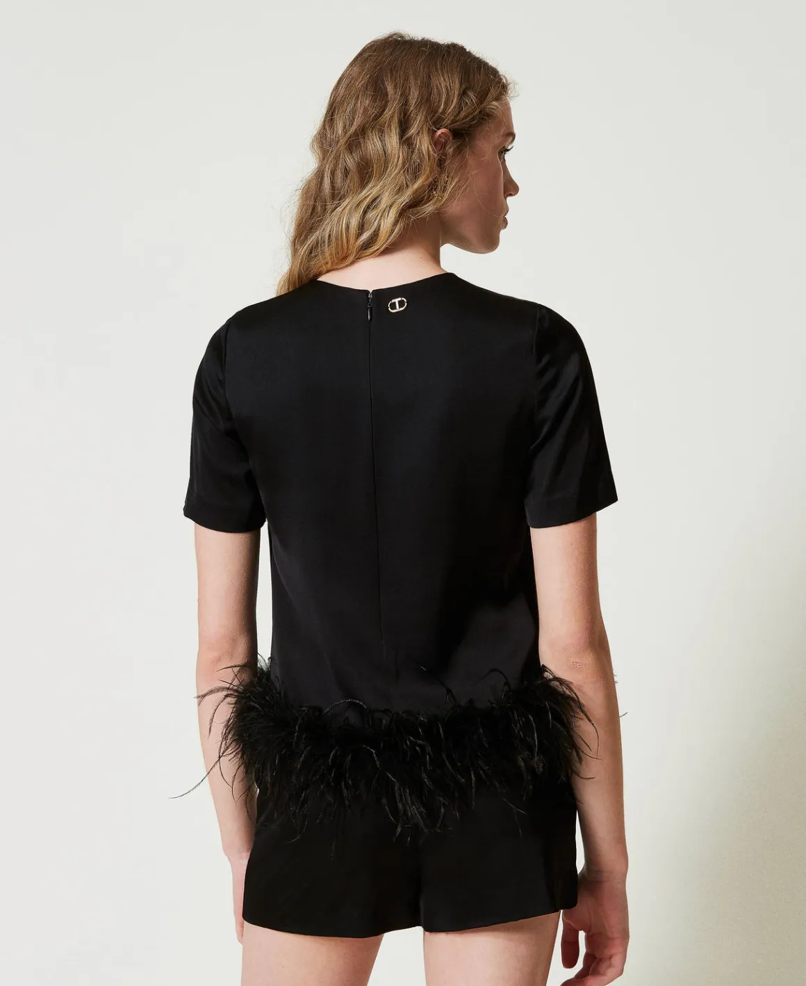 TWINSET Milano Blusa In Raso Con Piume | Bluse E Camicie