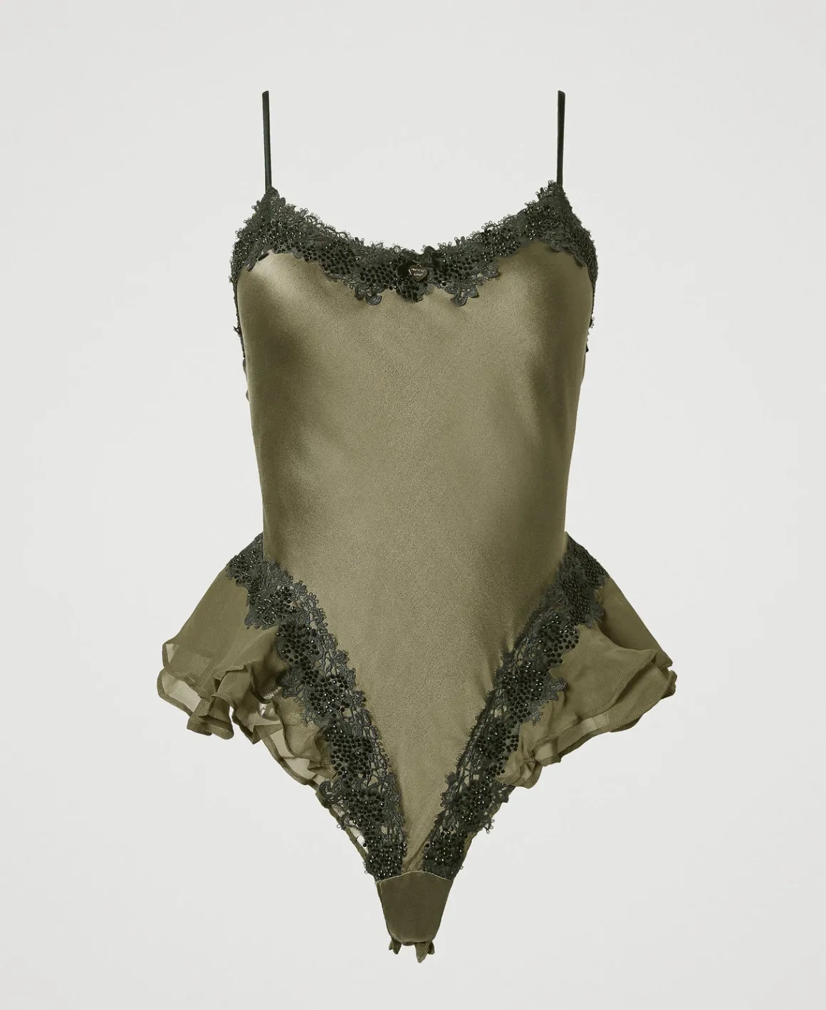 TWINSET Milano Body In Seta Con Macramè E Strass | Intimo E Nightwear