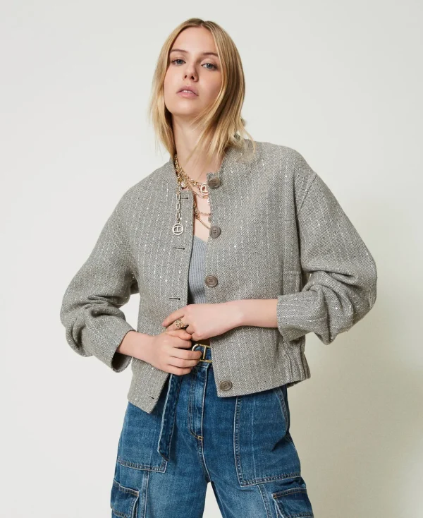 TWINSET Milano Bomber In Panno Double Con Paillettes | Giacche E Piumini
