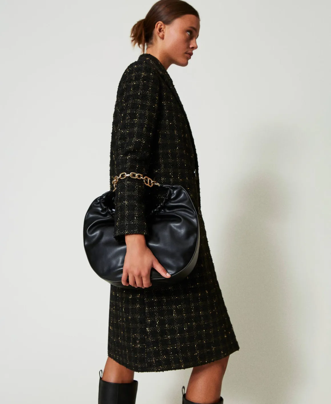 TWINSET Milano Borsa Hobo ‘Croissant’ Con Arricciatura E Oval T | Borse Hobo | Borse A Mano