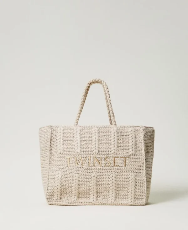 TWINSET Milano Borsa Shopper 'Bohémienne' Tricot Con Logo | Borse Shopping | Borse A Mano