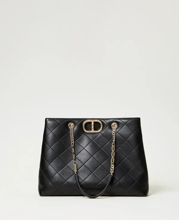 TWINSET Milano Borsa Shopper Con Chiusura Oval T | Borse Shopping | Borse A Mano