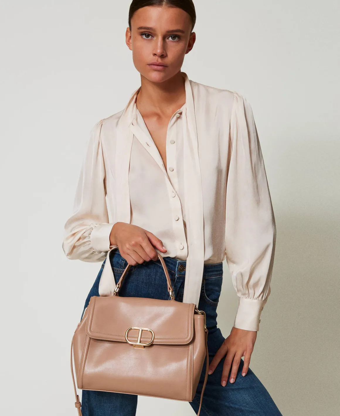TWINSET Milano Borsa Top Handle ‘Brera’ Con Apertura Oval T | Borse A Mano | Borse A Spalla