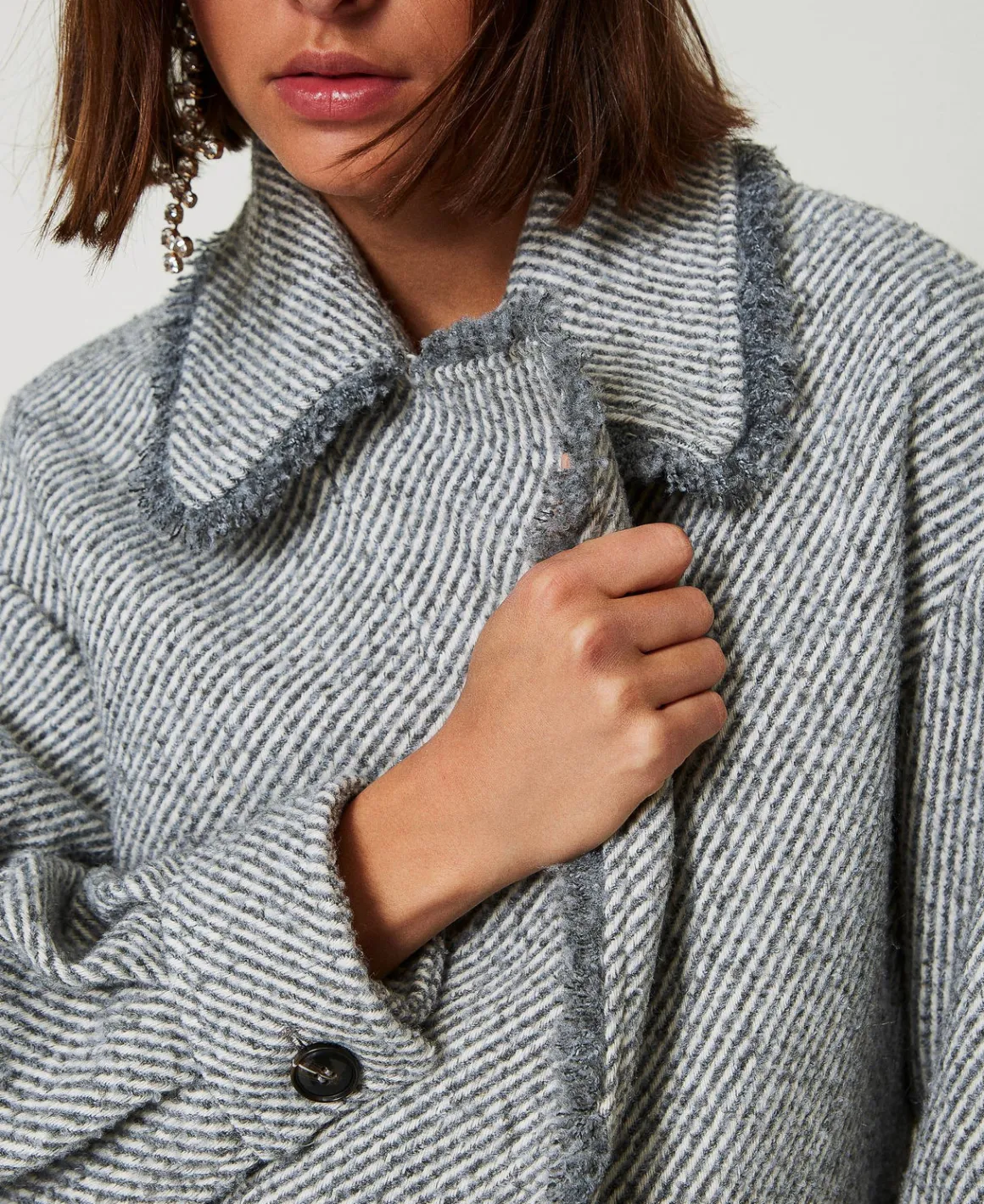 TWINSET Milano Caban Doppiopetto In Panno Bicolor | Giacche E Piumini