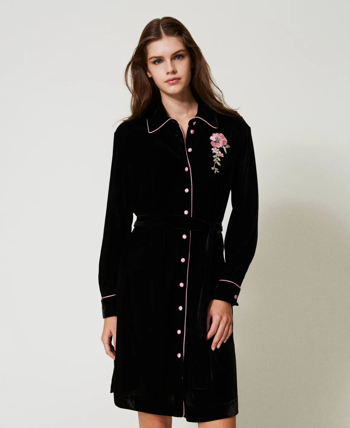 TWINSET Milano Camicia Da Notte In Velluto Con Ricamo | Intimo E Nightwear