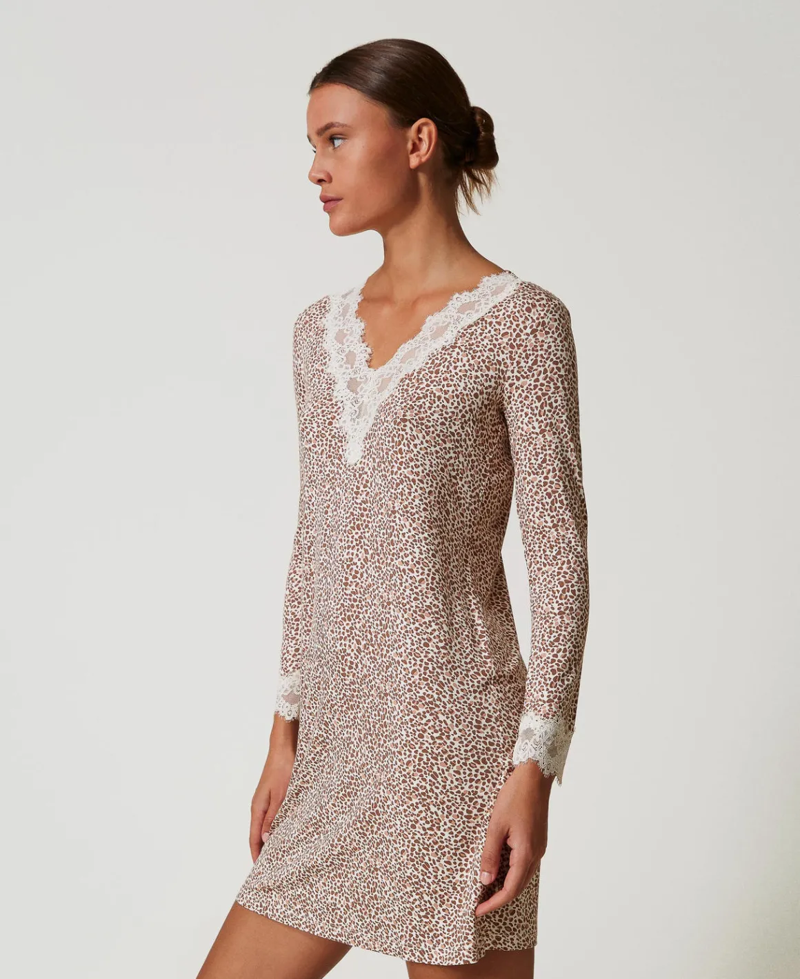 TWINSET Milano Camicia Da Notte Stampata Con Pizzo | Intimo E Nightwear
