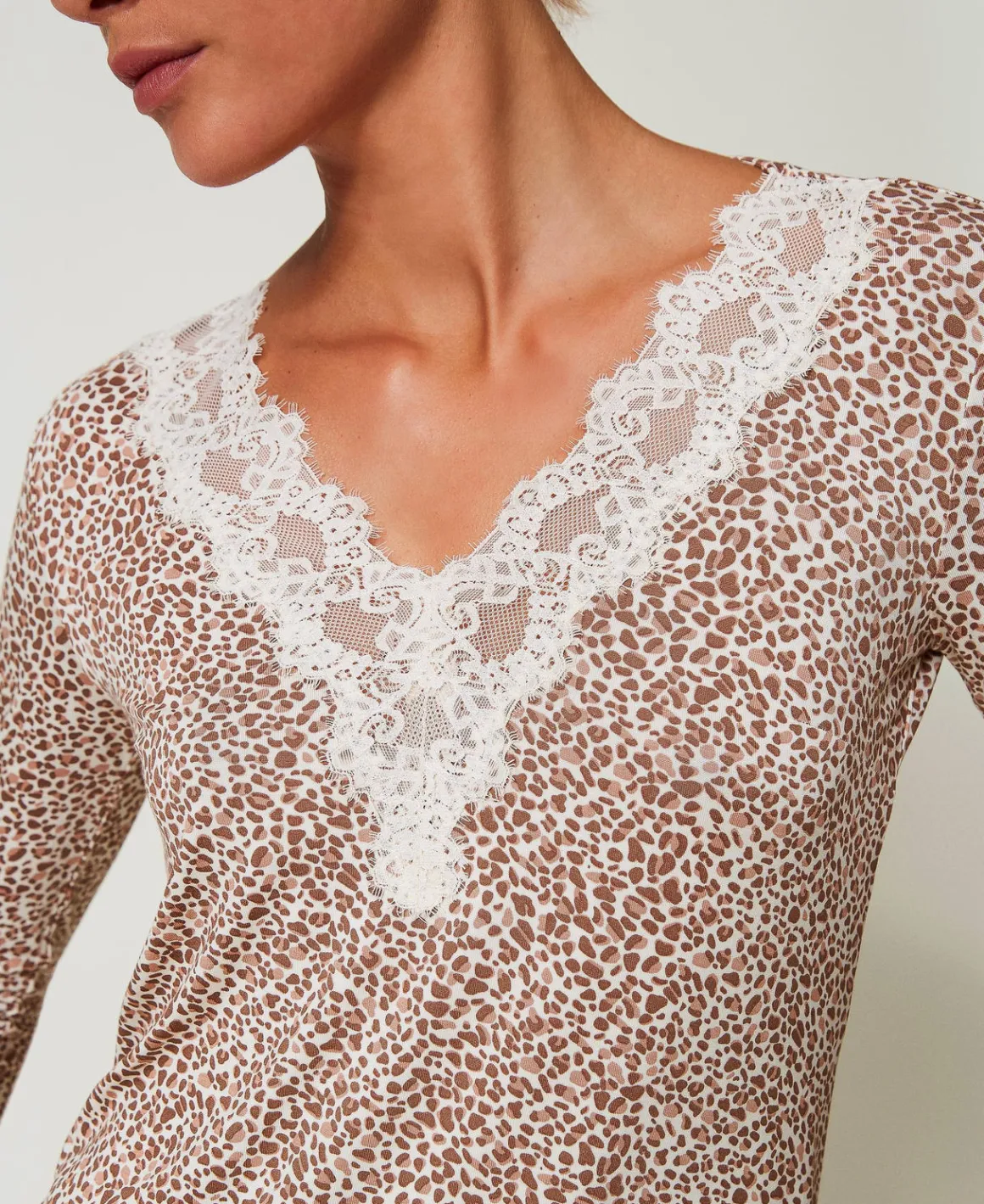 TWINSET Milano Camicia Da Notte Stampata Con Pizzo | Intimo E Nightwear