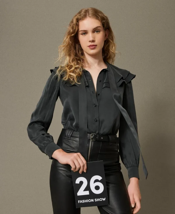 TWINSET Milano Camicia In Raso Di Seta Con Volant | Bluse E Camicie