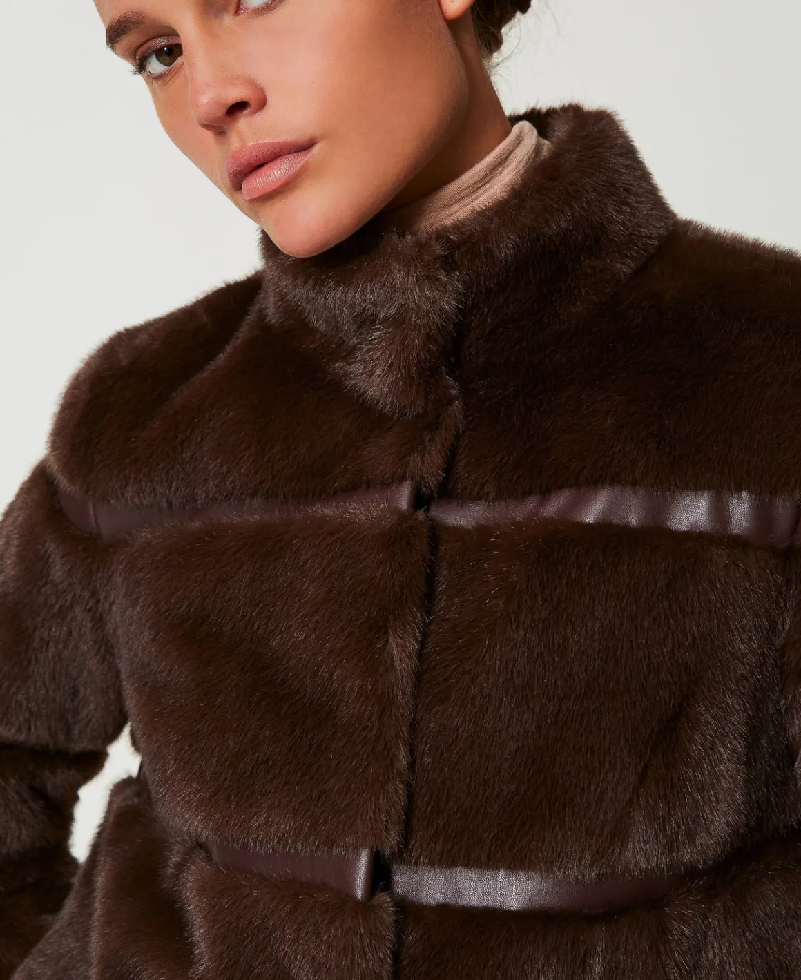 TWINSET Milano Cappotto Corto In Faux Fur Con Intarsi | Cappotti E Trench