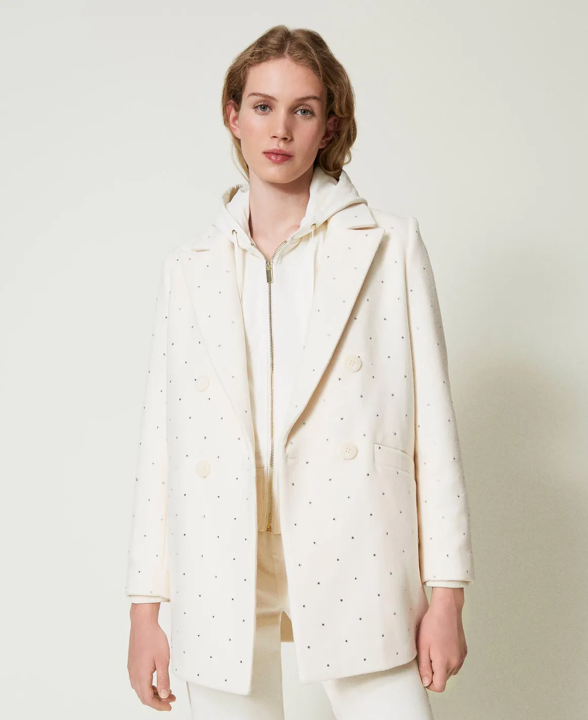 TWINSET Milano Cappotto Corto In Panno Con Strass | Cappotti E Trench