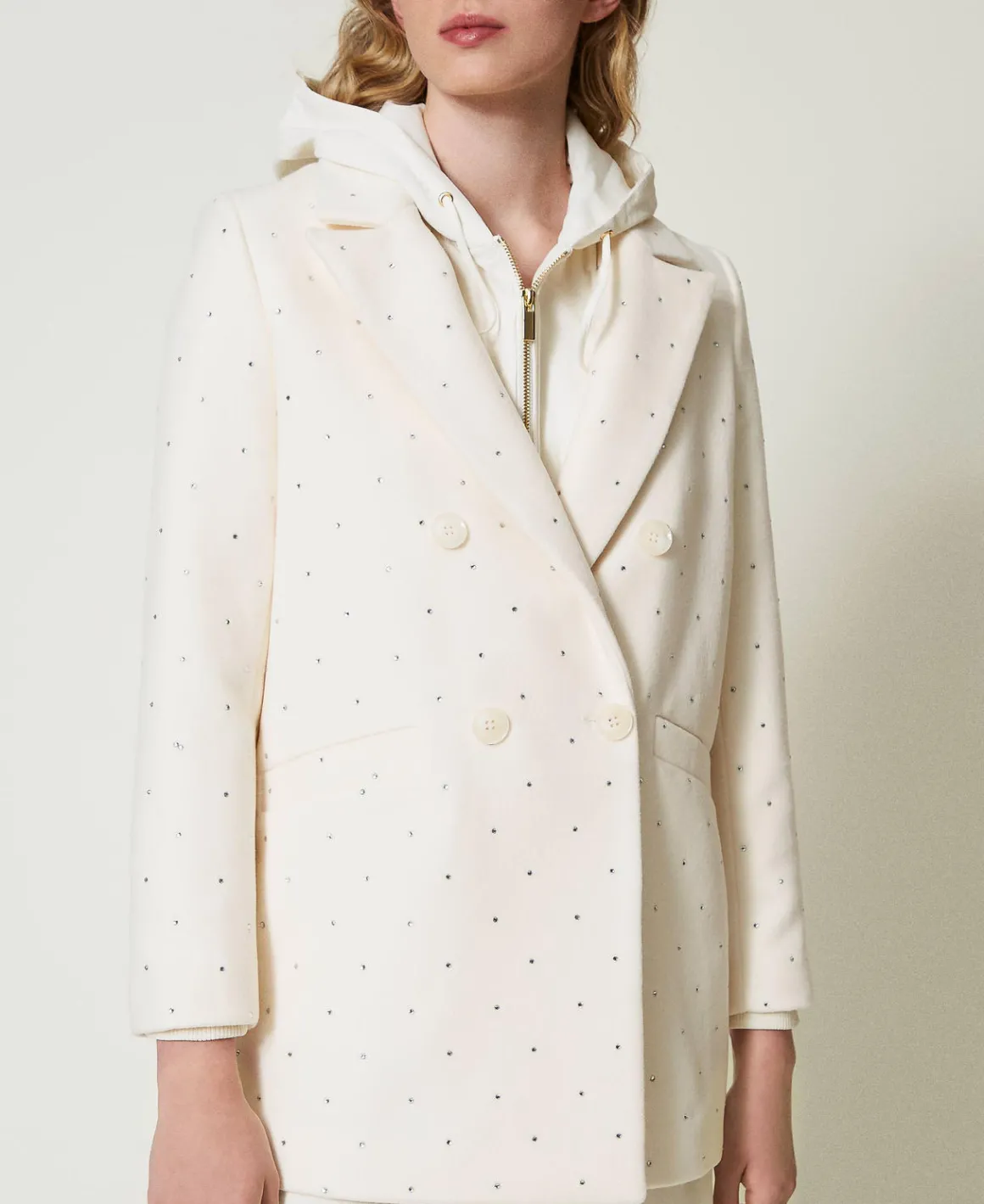 TWINSET Milano Cappotto Corto In Panno Con Strass | Cappotti E Trench