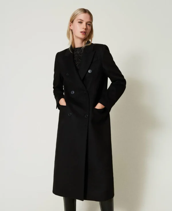 TWINSET Milano Cappotto Di Linea Dritta In Misto Lana | Cappotti E Trench