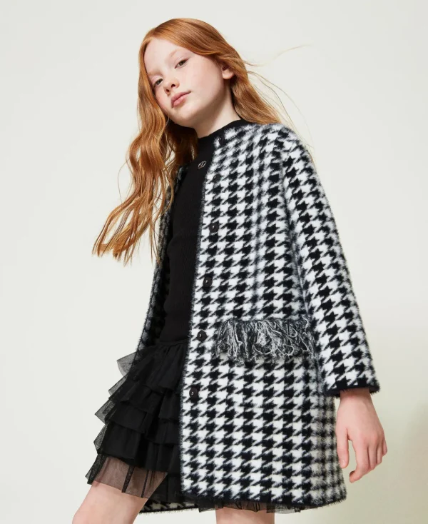 TWINSET Milano Cappotto In Maglia Jacquard Pied De Poule | Giacche E Capispalla