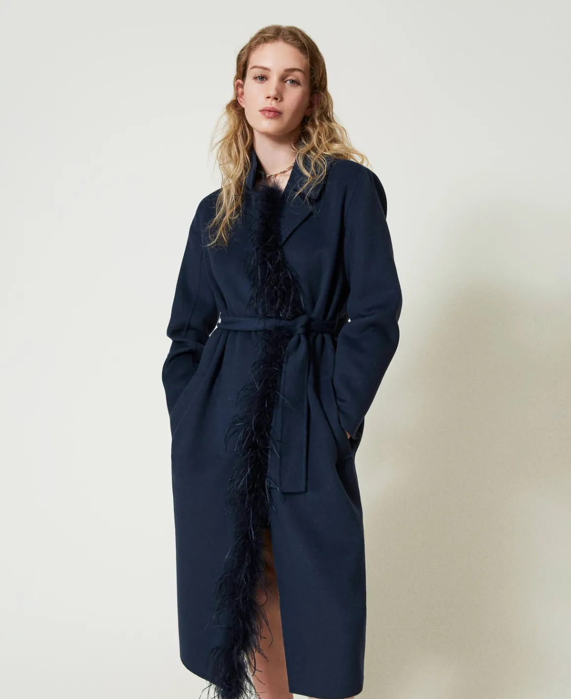 TWINSET Milano Cappotto In Panno Double Misto Lana Con Piume | Cappotti E Trench