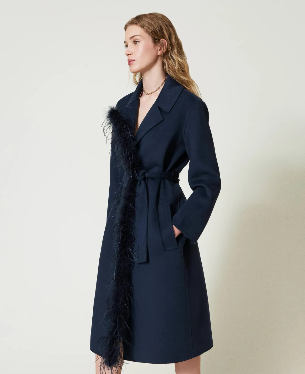 TWINSET Milano Cappotto In Panno Double Misto Lana Con Piume | Cappotti E Trench
