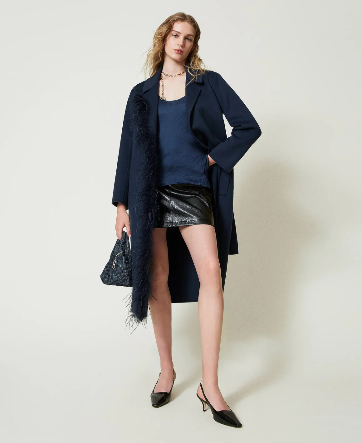 TWINSET Milano Cappotto In Panno Double Misto Lana Con Piume | Cappotti E Trench