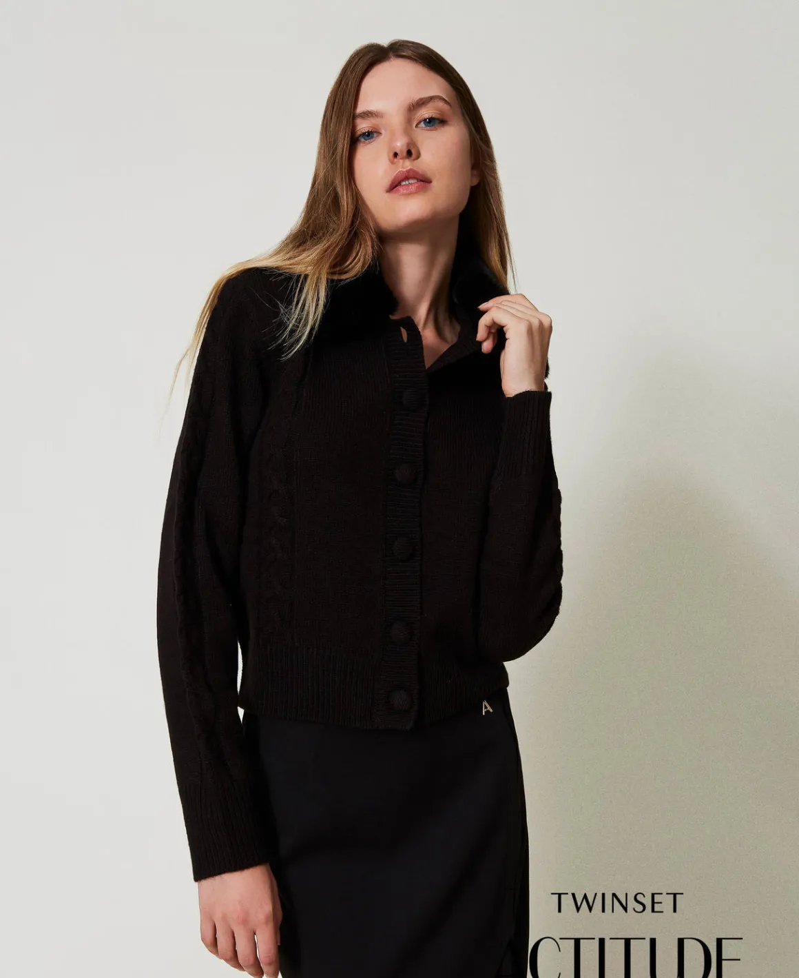 TWINSET Milano Cardigan Corto Con Collo In Faux Fur | Maglie E Cardigan