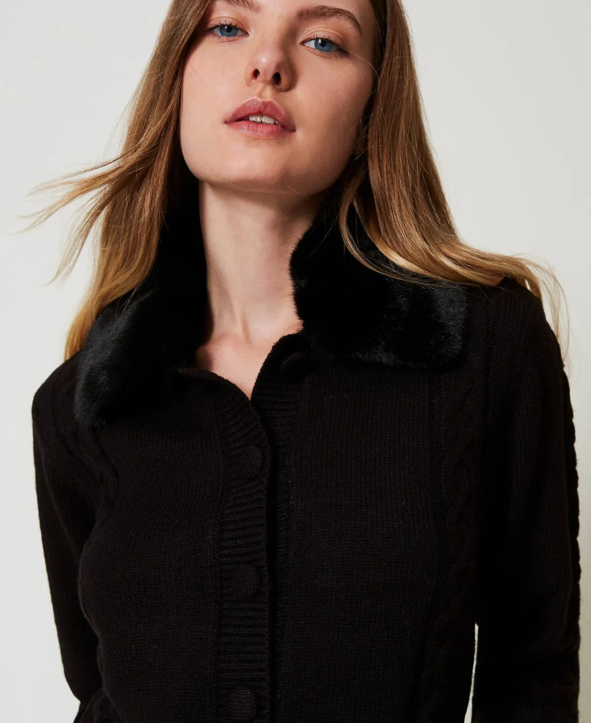 TWINSET Milano Cardigan Corto Con Collo In Faux Fur | Maglie E Cardigan