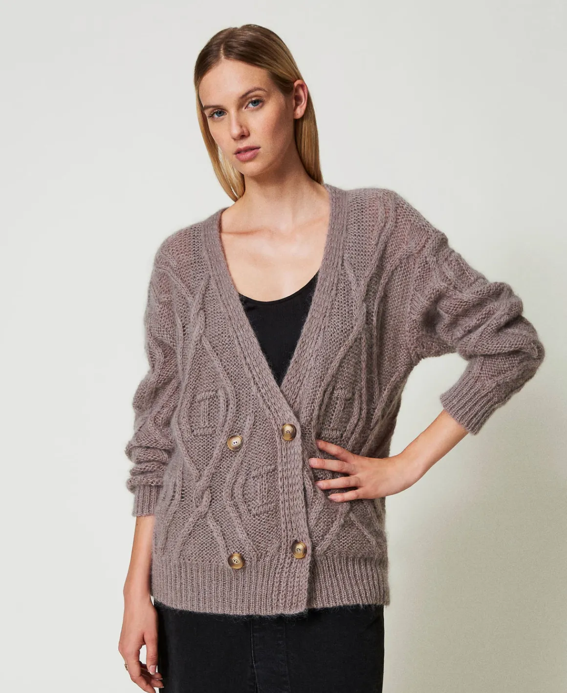 TWINSET Milano Cardigan Doppiopetto In Misto Mohair | Maglie E Cardigan