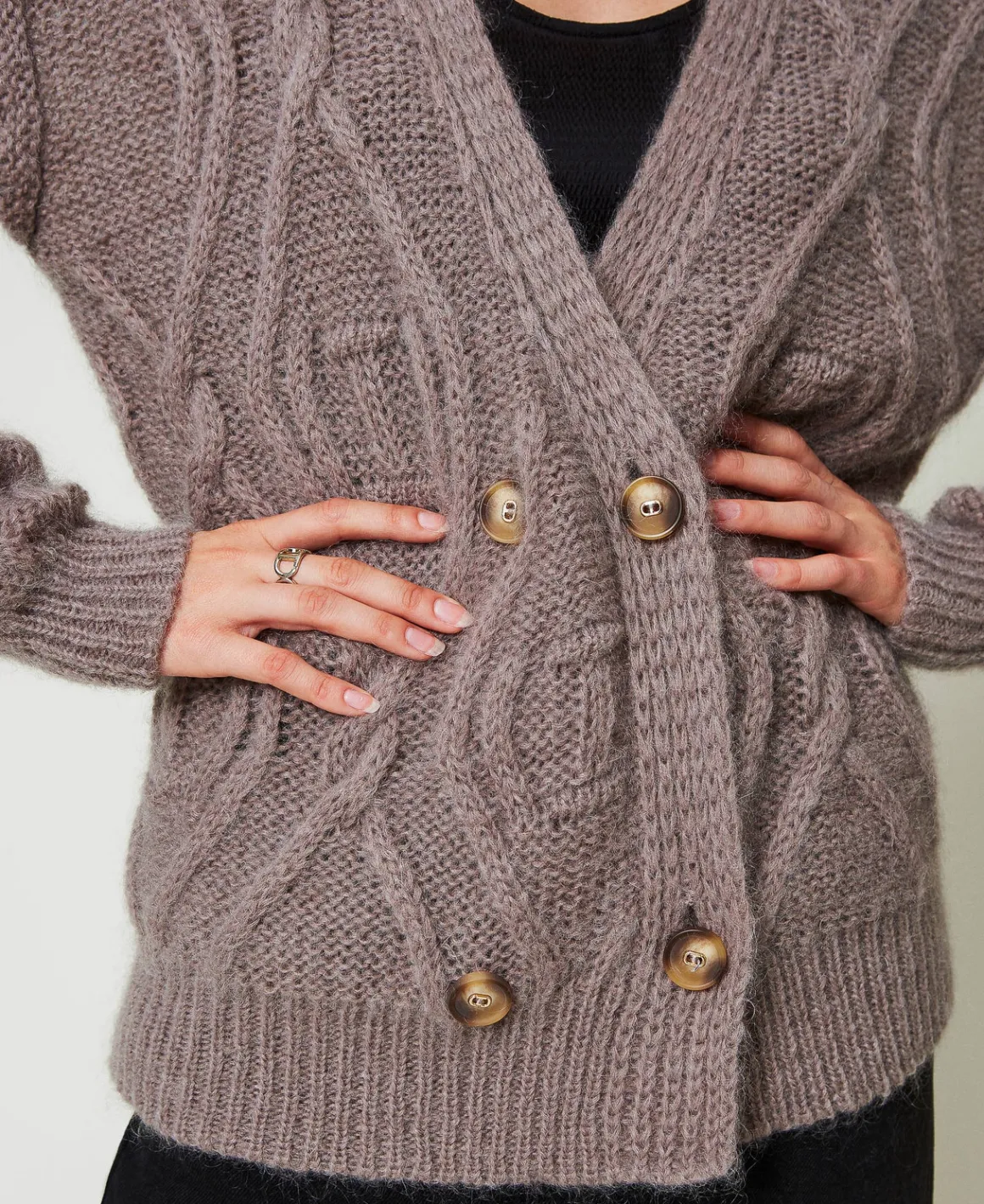 TWINSET Milano Cardigan Doppiopetto In Misto Mohair | Maglie E Cardigan