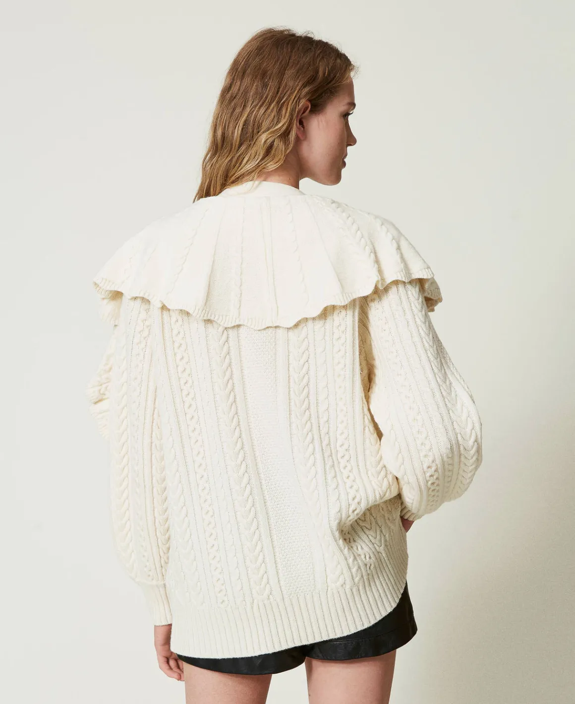 TWINSET Milano Cardigan In Misto Lana Con Volant | Maglie E Cardigan