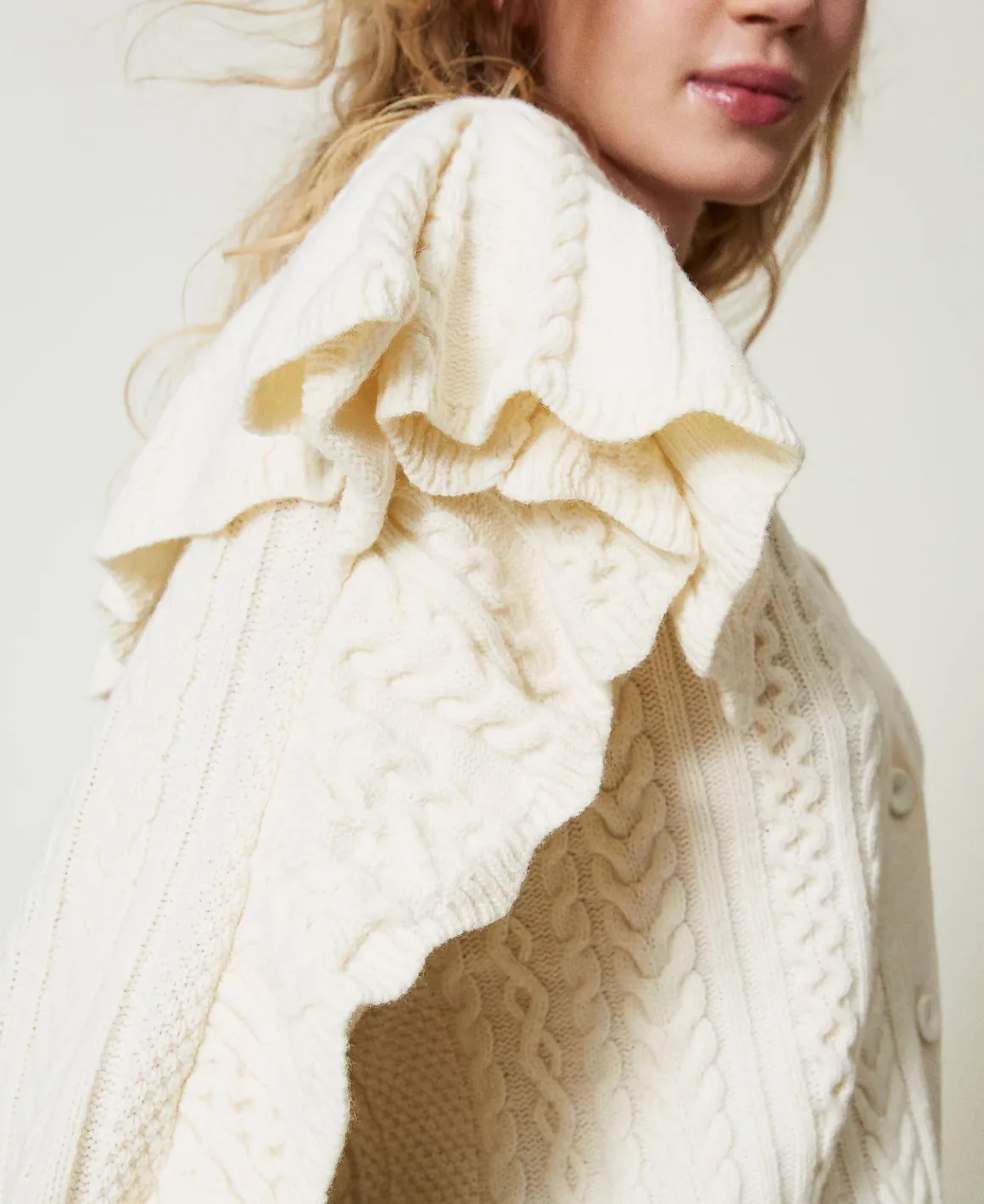 TWINSET Milano Cardigan In Misto Lana Con Volant | Maglie E Cardigan