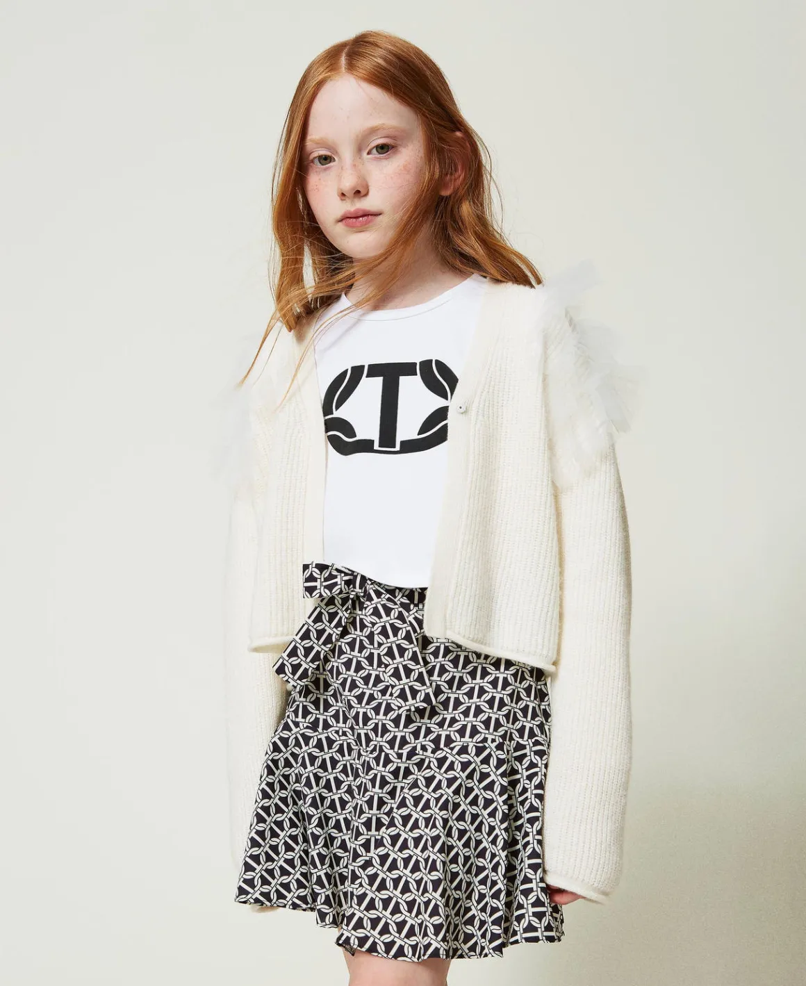 TWINSET Milano Cardigan Regular Con Balze In Tulle | Maglie E Cardigan