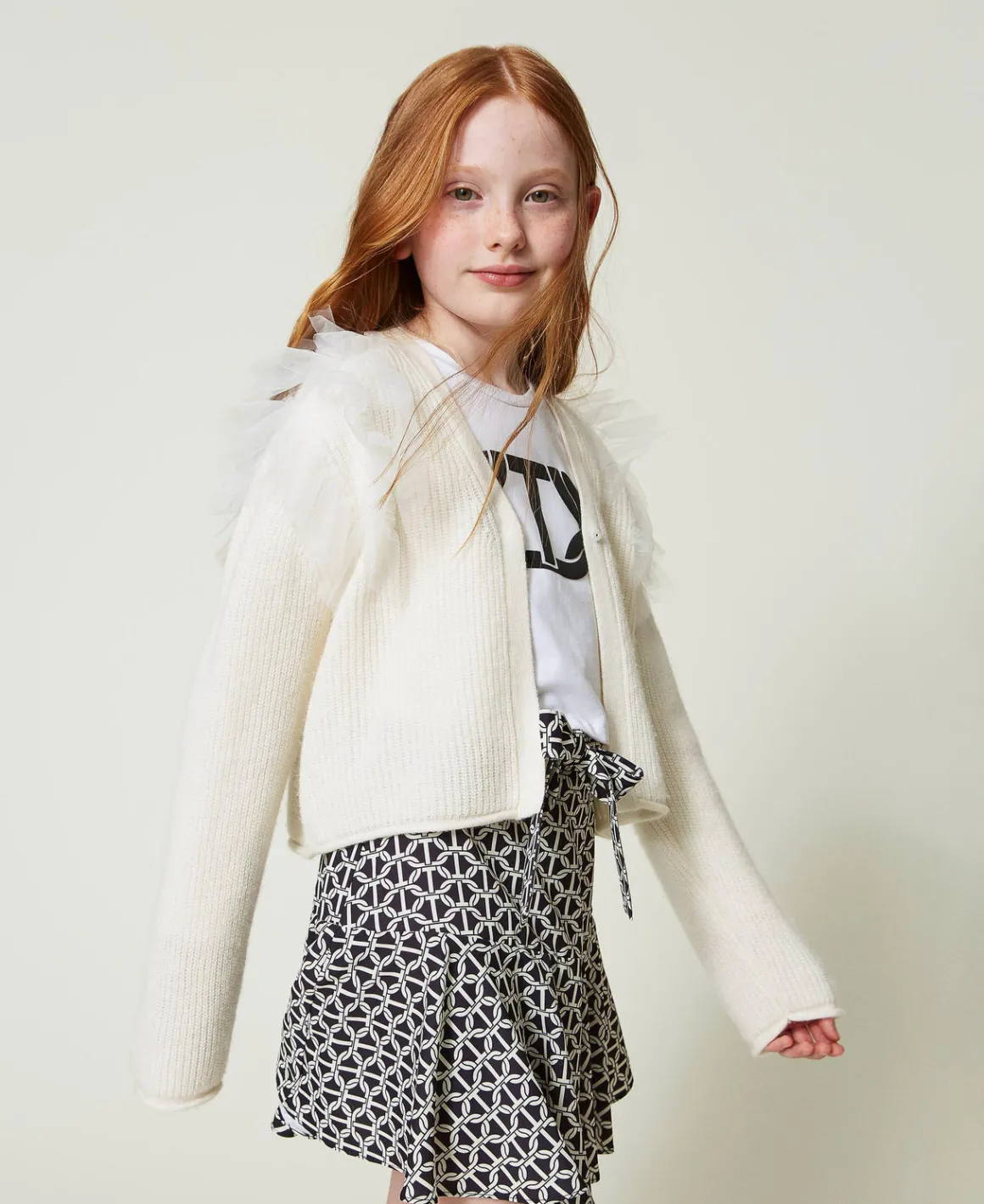 TWINSET Milano Cardigan Regular Con Balze In Tulle | Maglie E Cardigan