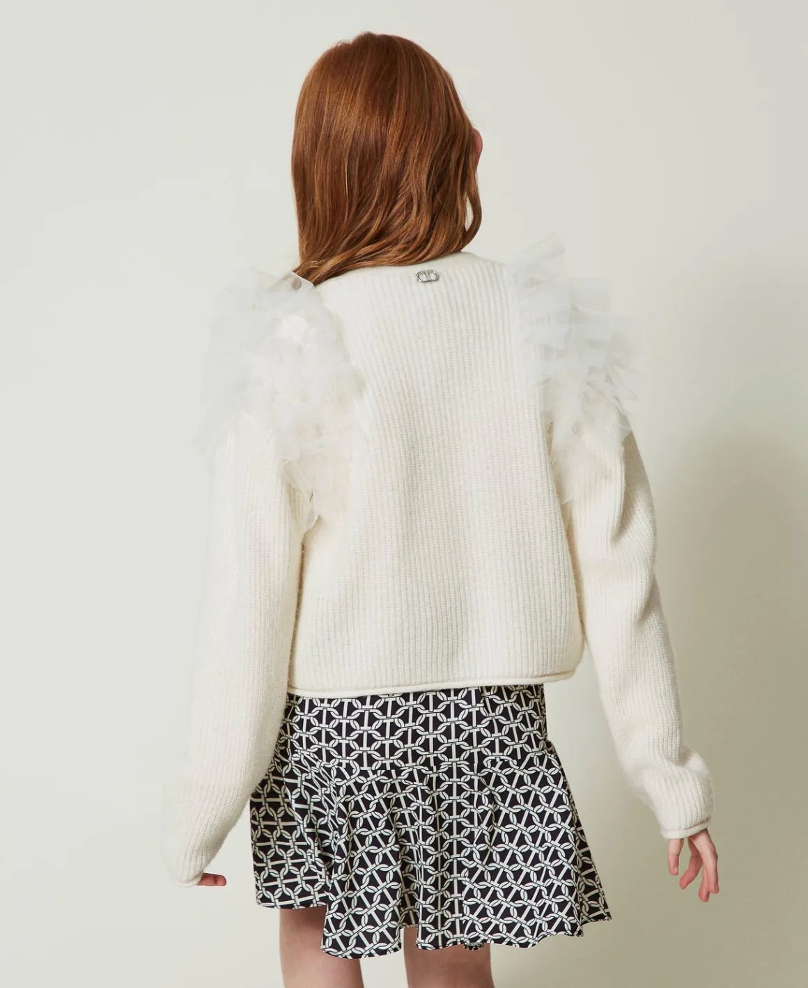 TWINSET Milano Cardigan Regular Con Balze In Tulle | Maglie E Cardigan