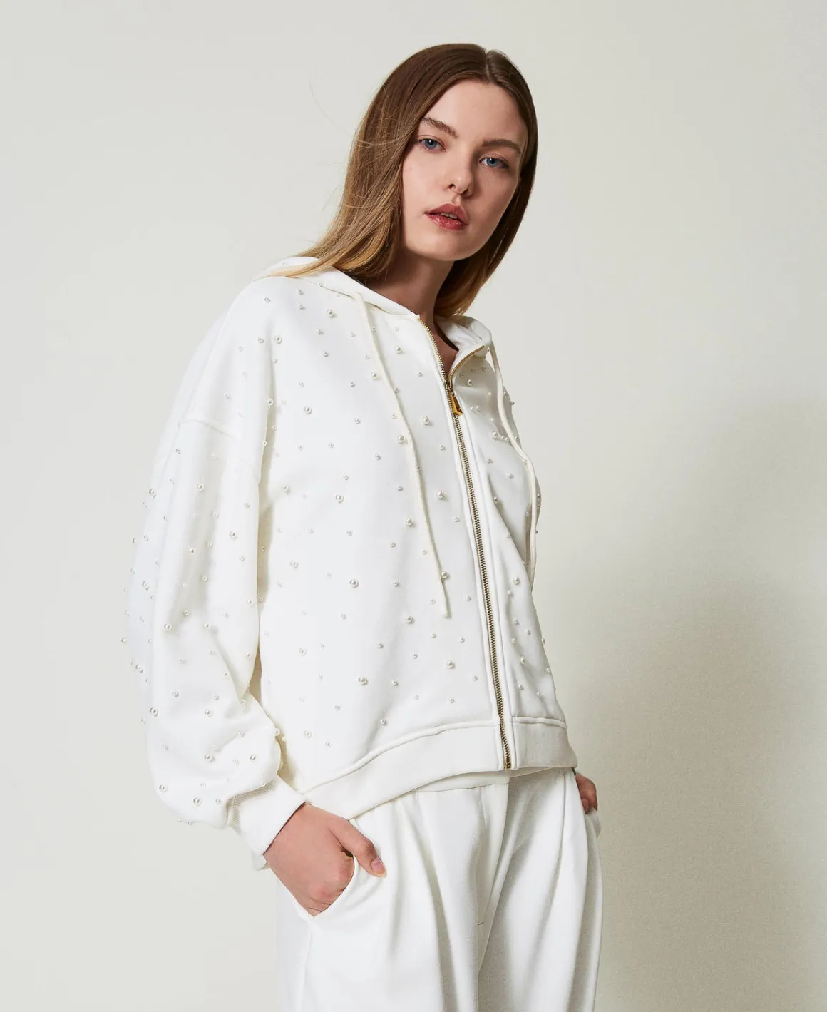 TWINSET Milano Felpa Asimmetrica Con Perle | Felpe