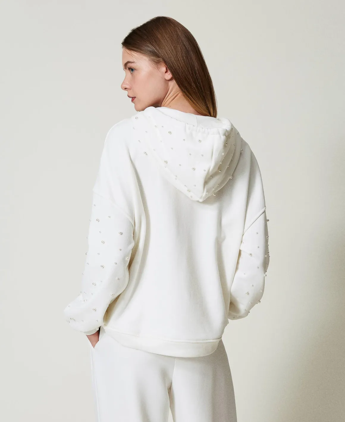 TWINSET Milano Felpa Asimmetrica Con Perle | Felpe