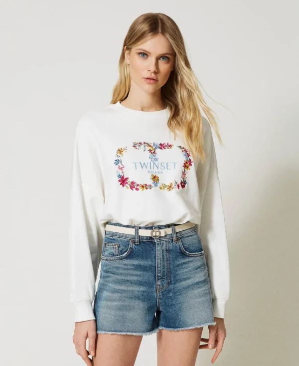 TWINSET Milano Felpa Con Logo Oval T A Fiori | Felpe