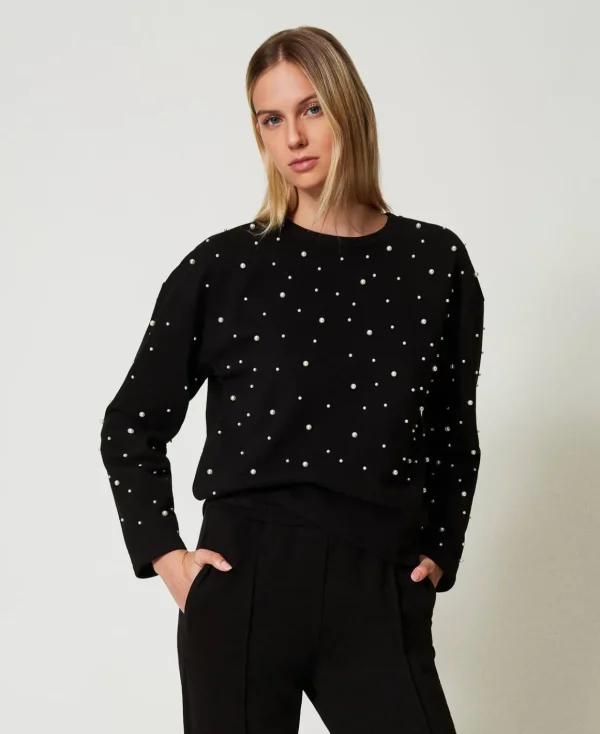 TWINSET Milano Felpa Girocollo Con Perle | Felpe