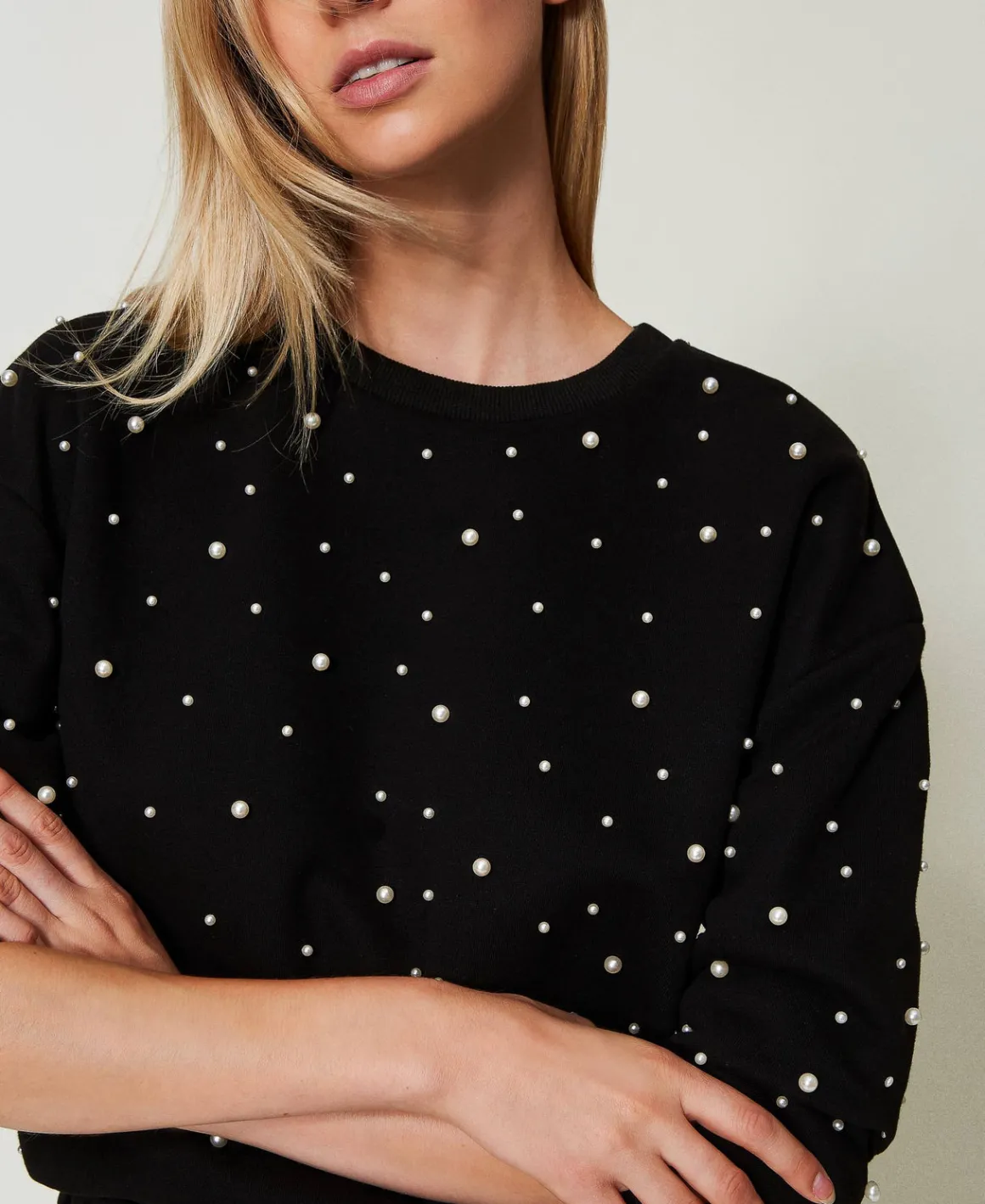 TWINSET Milano Felpa Girocollo Con Perle | Felpe