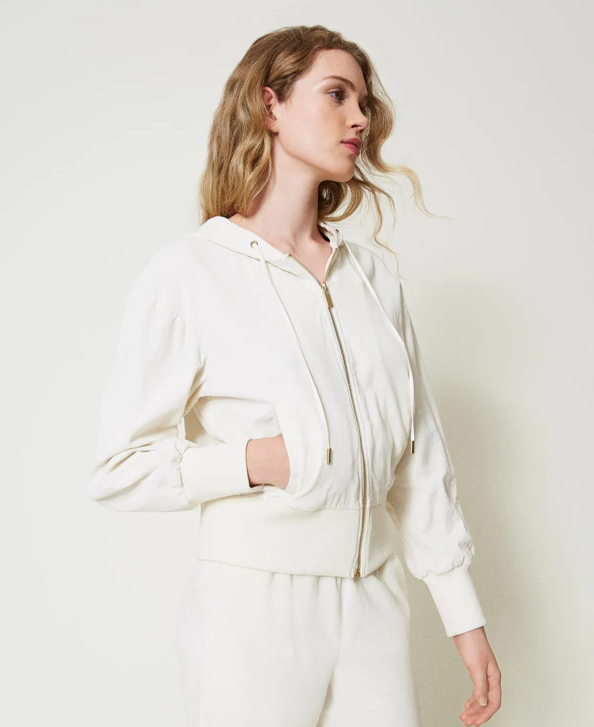 TWINSET Milano Felpa In Velluto Con Cappuccio | Giacche E Piumini | Felpe