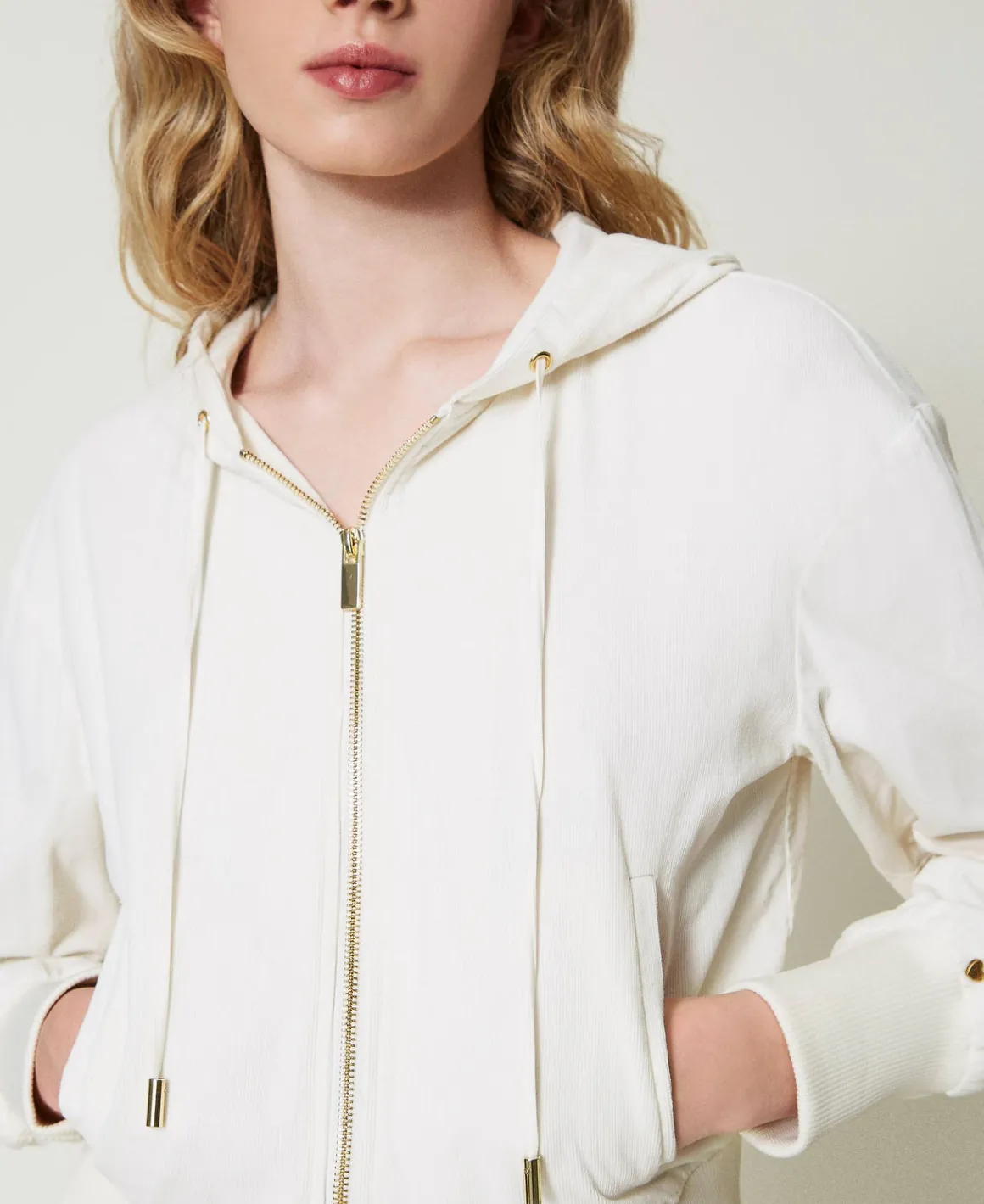 TWINSET Milano Felpa In Velluto Con Cappuccio | Giacche E Piumini | Felpe