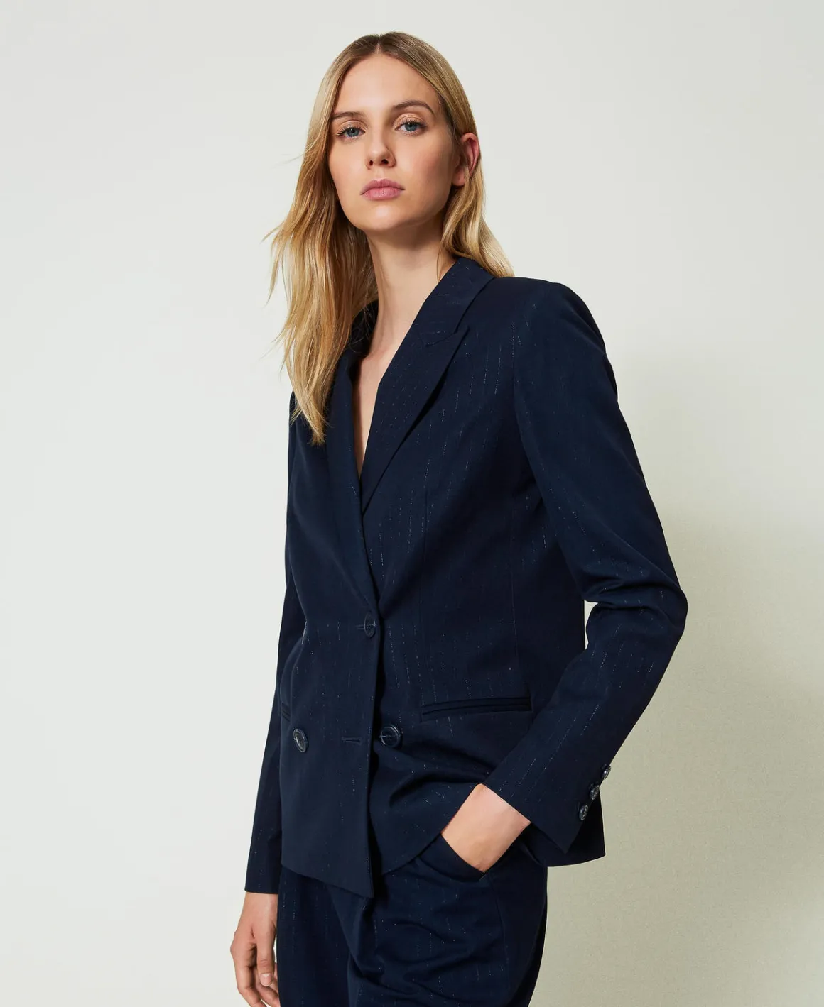 TWINSET Milano Giacca Blazer Gessata Lurex | Giacche E Piumini | Blazer
