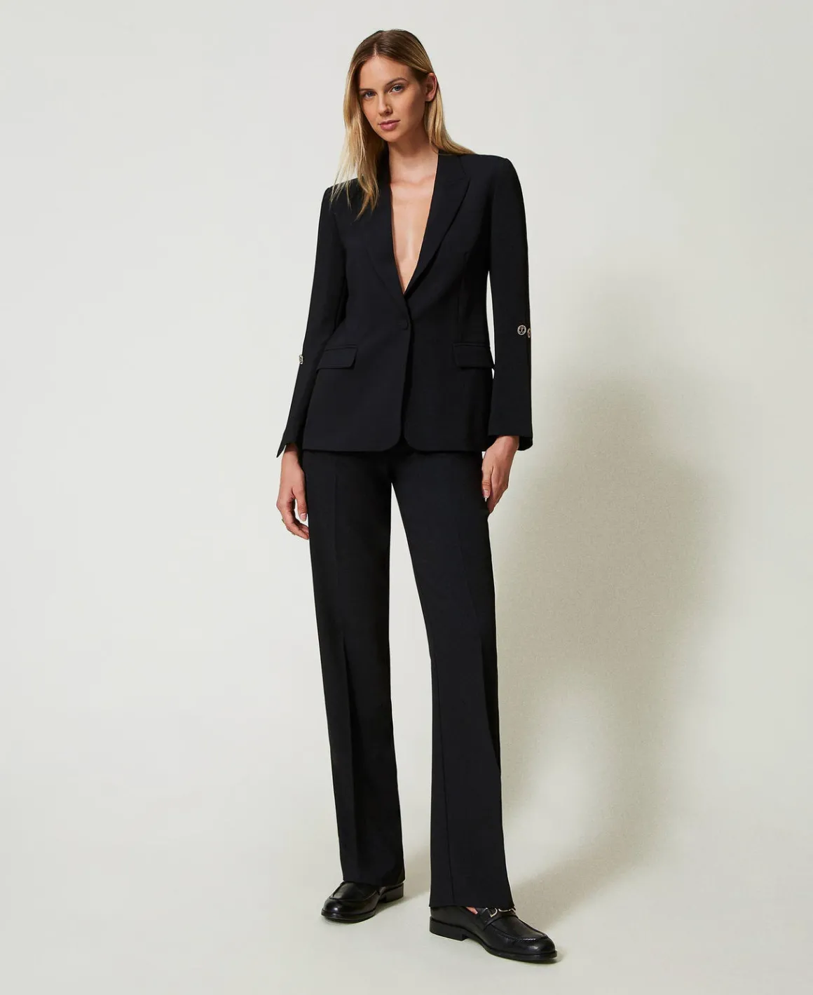 TWINSET Milano Giacca Blazer In Crêpe Cady Con Gemelli | Blazer | Giacche E Piumini