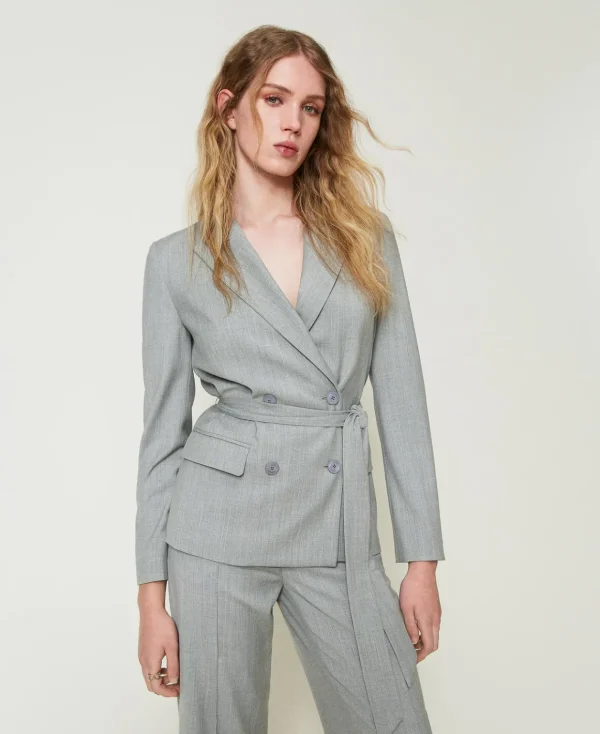 TWINSET Milano Giacca Blazer In Misto Lana Con Cintura | Blazer | Giacche E Piumini