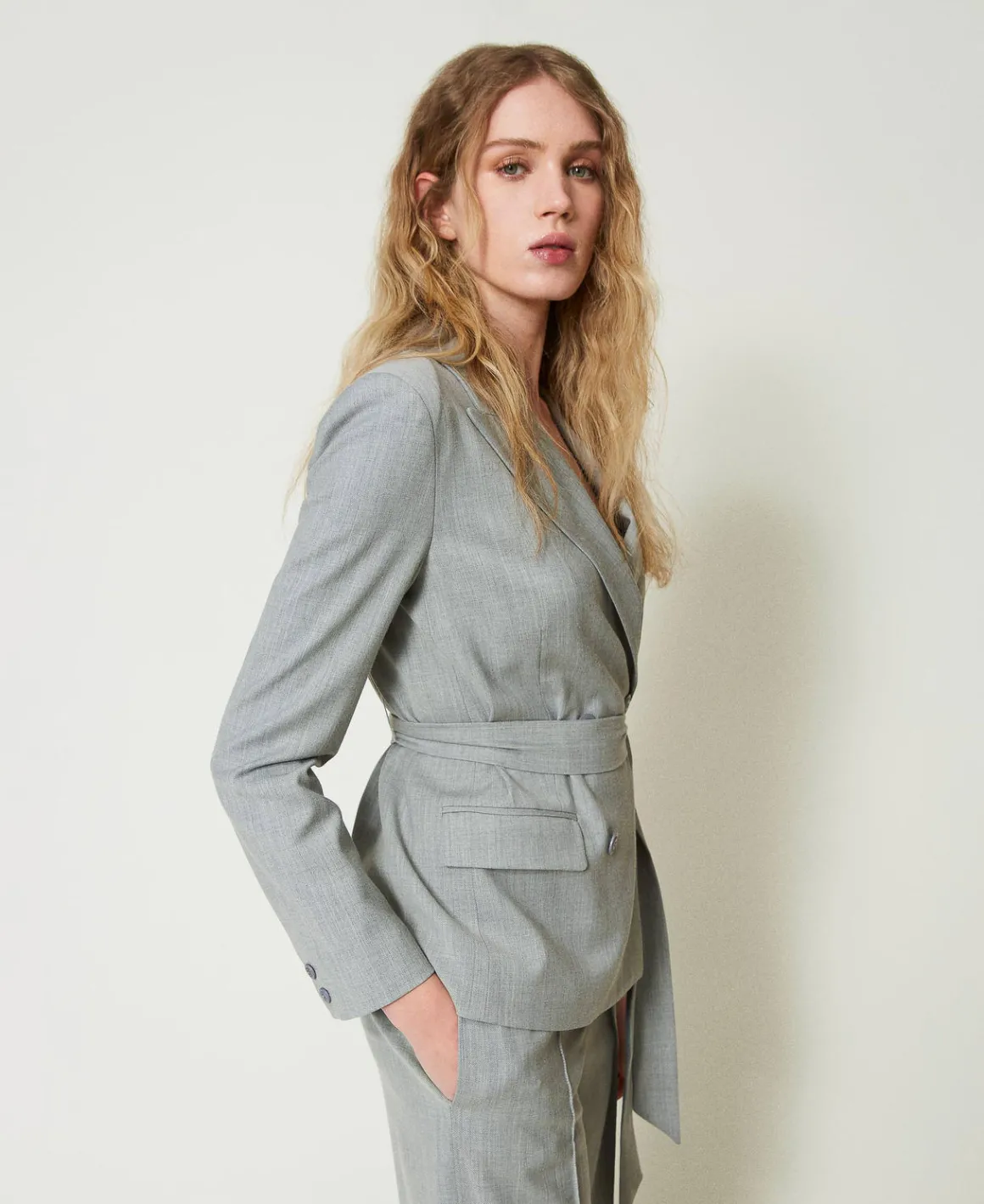 TWINSET Milano Giacca Blazer In Misto Lana Con Cintura | Blazer | Giacche E Piumini