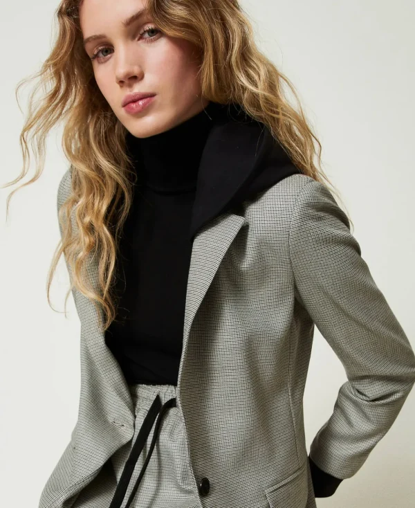 TWINSET Milano Giacca Blazer In Pied De Poule Con Cappuccio | Giacche E Piumini | Blazer