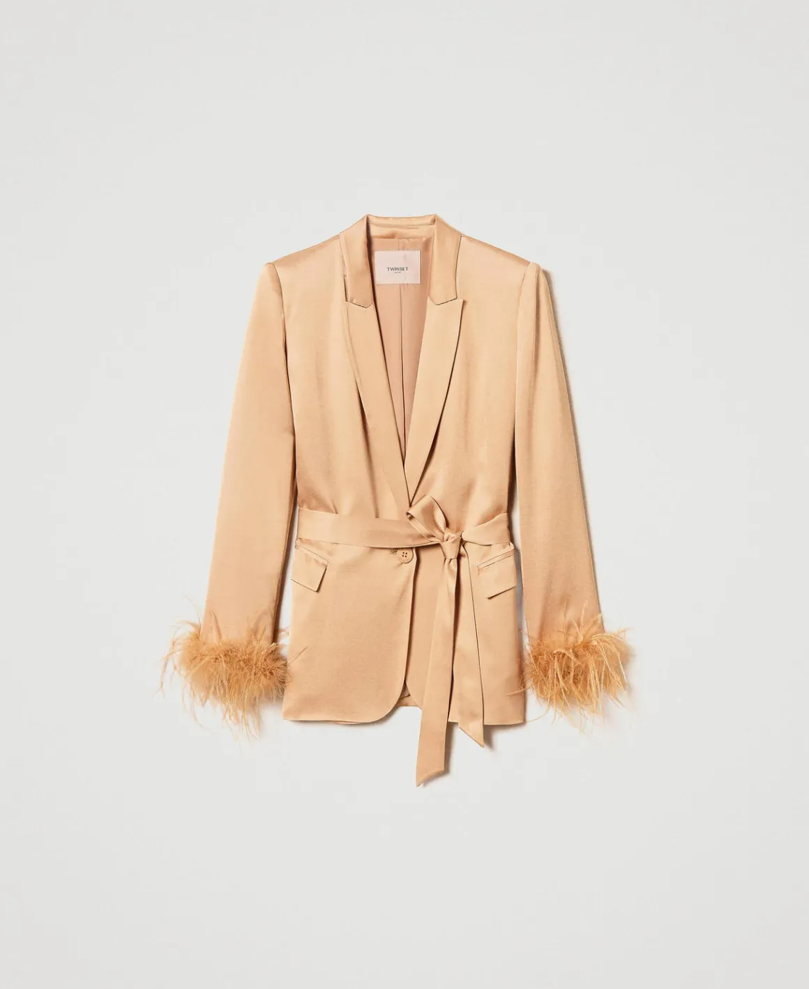TWINSET Milano Giacca Blazer In Raso Con Piume | Giacche E Piumini | Blazer