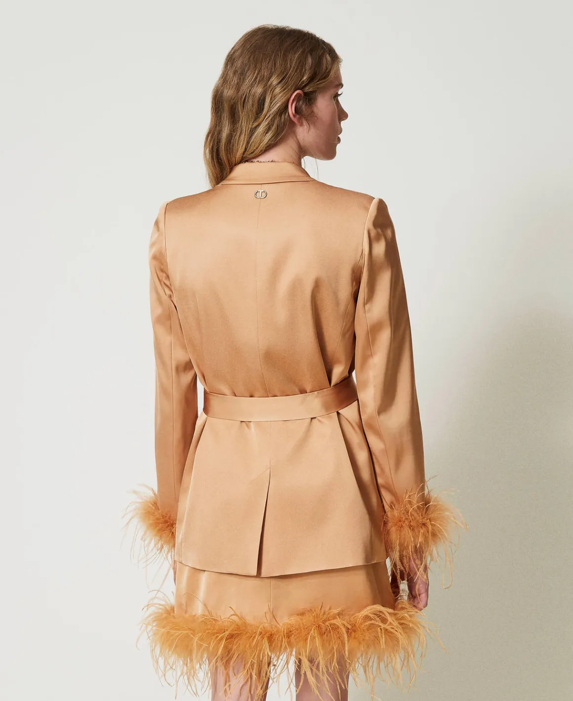 TWINSET Milano Giacca Blazer In Raso Con Piume | Giacche E Piumini | Blazer