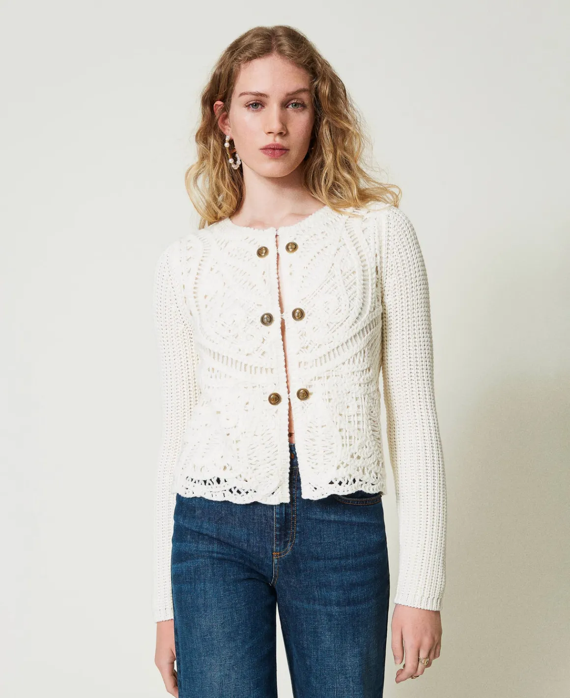 TWINSET Milano Giacca In Maglia Misto Lana Crochet | Giacche E Piumini | Blazer